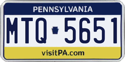 PA license plate MTQ5651