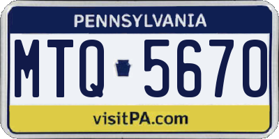 PA license plate MTQ5670