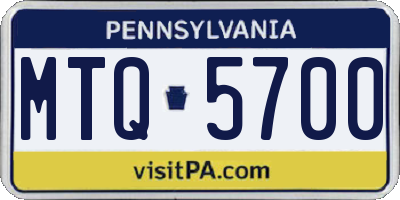 PA license plate MTQ5700