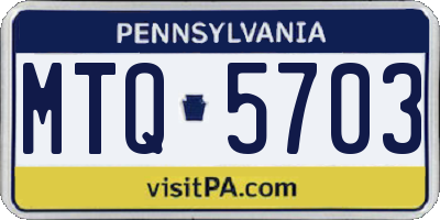 PA license plate MTQ5703