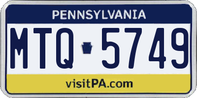 PA license plate MTQ5749