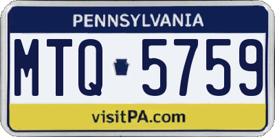 PA license plate MTQ5759
