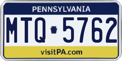 PA license plate MTQ5762