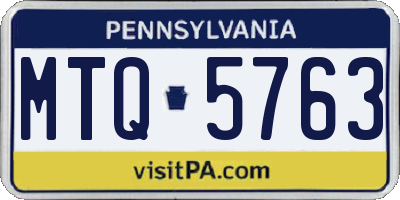PA license plate MTQ5763