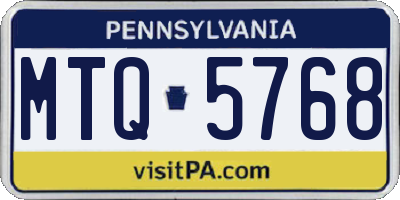 PA license plate MTQ5768