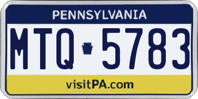PA license plate MTQ5783