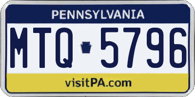 PA license plate MTQ5796