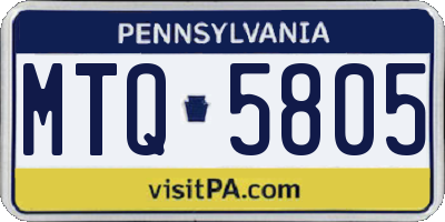 PA license plate MTQ5805