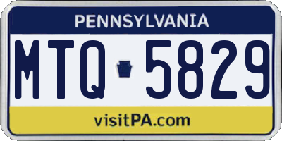 PA license plate MTQ5829