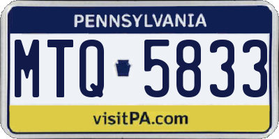 PA license plate MTQ5833