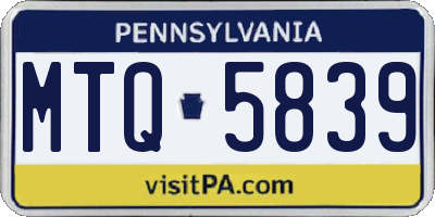 PA license plate MTQ5839