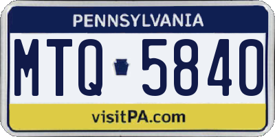 PA license plate MTQ5840