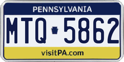 PA license plate MTQ5862