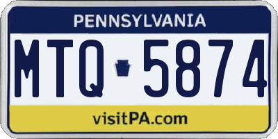 PA license plate MTQ5874