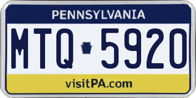 PA license plate MTQ5920