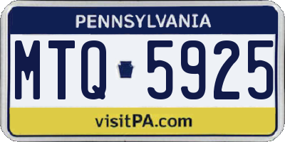 PA license plate MTQ5925