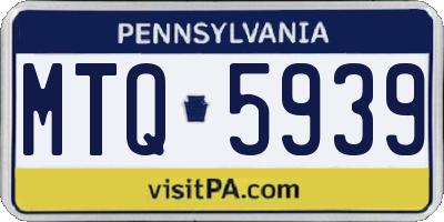 PA license plate MTQ5939