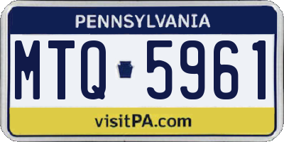 PA license plate MTQ5961