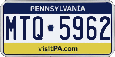 PA license plate MTQ5962