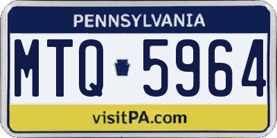 PA license plate MTQ5964