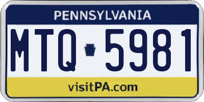 PA license plate MTQ5981