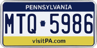 PA license plate MTQ5986
