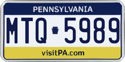 PA license plate MTQ5989