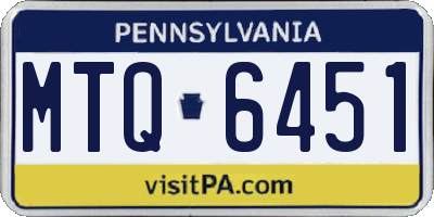 PA license plate MTQ6451