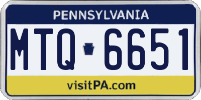 PA license plate MTQ6651