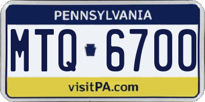PA license plate MTQ6700