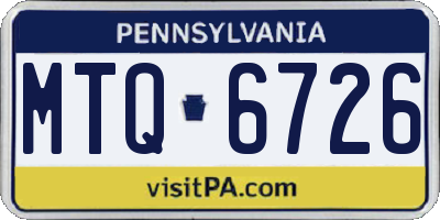 PA license plate MTQ6726