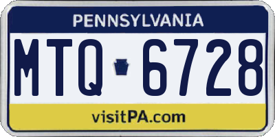 PA license plate MTQ6728