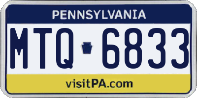 PA license plate MTQ6833