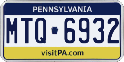 PA license plate MTQ6932