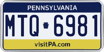 PA license plate MTQ6981