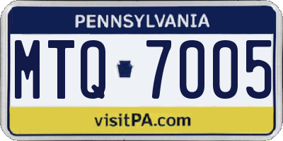 PA license plate MTQ7005