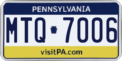 PA license plate MTQ7006