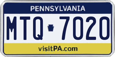 PA license plate MTQ7020