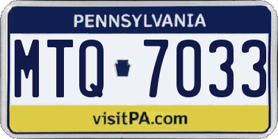 PA license plate MTQ7033