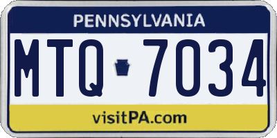 PA license plate MTQ7034