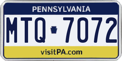PA license plate MTQ7072