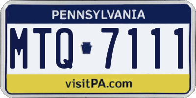 PA license plate MTQ7111