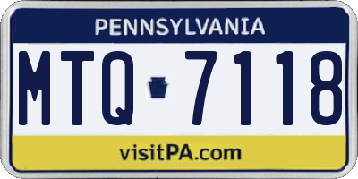 PA license plate MTQ7118