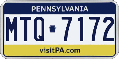 PA license plate MTQ7172