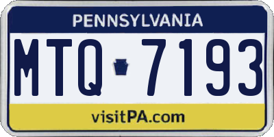 PA license plate MTQ7193