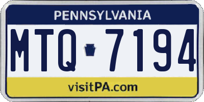 PA license plate MTQ7194
