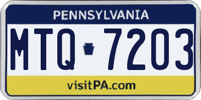 PA license plate MTQ7203