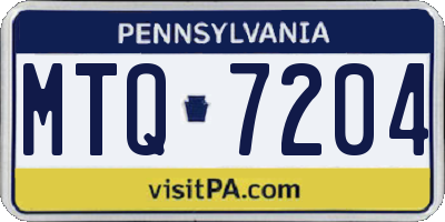 PA license plate MTQ7204