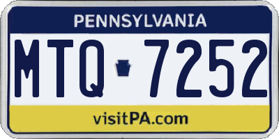 PA license plate MTQ7252