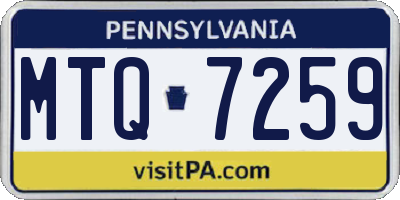 PA license plate MTQ7259